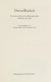 Cover of: Darstellbarkeit: zu einem ästhetisch-philosophischen Problem um 1800