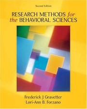 Cover of: Research Methods for the Behavioral Sciences by Frederick J. Gravetter, Lori-Ann B. Forzano