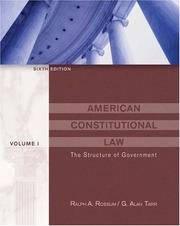 Cover of: American Constitutional Law, Volume I: The Structure of Government (with InfoTrac)