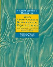 Cover of: Student Solutions Manual for Zill's a First Course in Differential Equations With Modeling Applications (Mathematics Series)