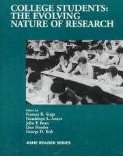 Cover of: College students: the evolving nature of research