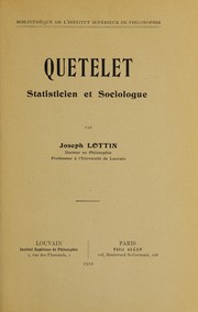 Quetelet, statisticien et sociologue by Joseph Lottin