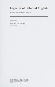 Cover of: Legacies of colonial English: studies in transported dialects