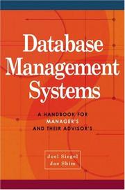 Cover of: Database management systems: a handbook for managers and their advisors