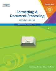Cover of: Formatting and Document Processing Essentials, Lessons 61-120 (with CD-ROM) by Susie H. VanHuss, PhD, Connie Forde, Donna L. Woo, Linda Hefferin