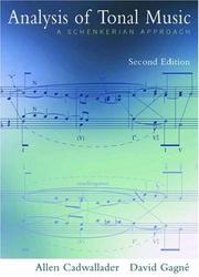 Cover of: Analysis of Tonal Music: A Schenkerian Approach