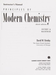 Cover of: Instructor's manual: principles of modern chemistry, Oxtoby & Nachtrieb