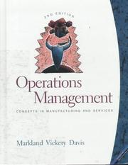 Cover of: Operations management: concepts in manufacturing and services