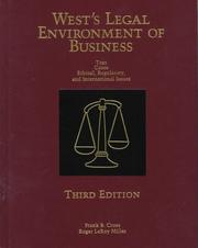 Cover of: West's Legal Environment of Business by Frank B. Cross, Roger Leroy Miller