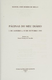 Cover of: Paginas do meu diário by Manuel José Homem de Mello