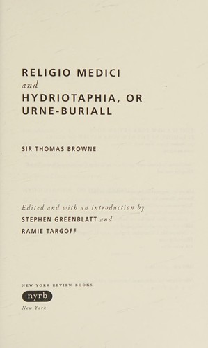 Religio medici and Urne-burial