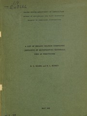 Cover of: A list of organic sulphur compounds (exclusive of mothproofing materials) used as insecticides by United States. Bureau of Entomology and Plant Quarantine
