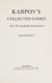Cover of: Karpov's Collected Games