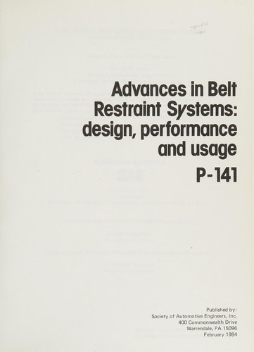 Advances in belt restraint systems by 