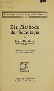 Cover of: Die methode der soziologie