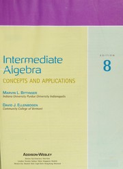 Cover of: Intermediate algebra: concepts and applications.