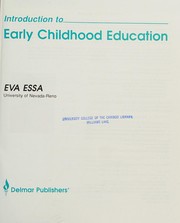 Cover of: Introduction to early childhood education