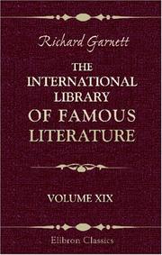 Cover of: The International Library of Famous Literature: Volume 19