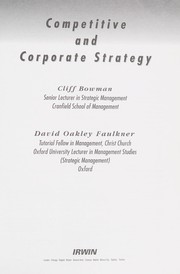 Cover of: Competitive and Corporate Strategy