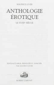 Cover of: Anthologie érotique: le XVIIIe siècle