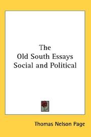 Cover of: The Old South Essays Social and Political