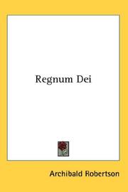 Cover of: Regnum Dei by Archibald Robertson