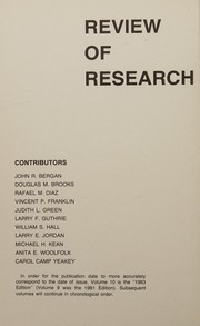 Cover of: Review of Research in Education, No. 11, 1984 (Review of Research in Education) by Edmund W. Gordon