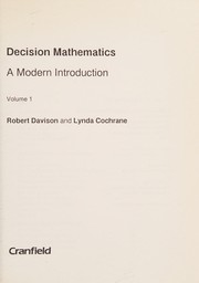 Cover of: Decision mathematics: a modern introduction