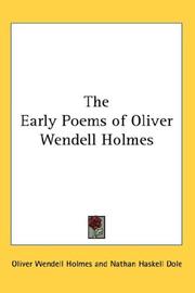 Cover of: The Early Poems of Oliver Wendell Holmes