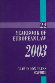 Cover of: The Yearbook of European law.
