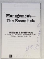 Cover of: Management- the Essentials