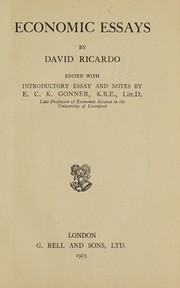Cover of: Economic essays by David Ricardo