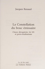 La constellation du bouc émissaire by Jacques Renaud