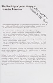 Cover of: The Routledge concise history of Canadian literature by Lane, Richard J.
