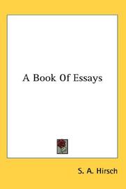A book of essays by S. A. Hirsch