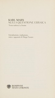 Cover of: Sulla questione ebraica by Karl Marx