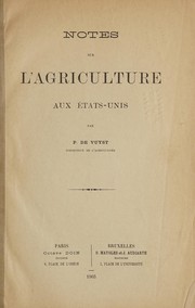 Cover of: Notes sur l'agriculture aux états-unis