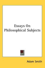 Cover of: Essays On Philosophical Subjects by Adam Smith