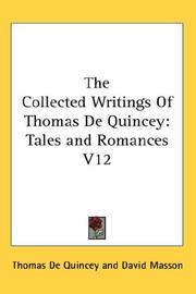 Cover of: The Collected Writings Of Thomas De Quincey by Thomas De Quincey