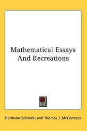 Cover of: Mathematical Essays And Recreations by Hermann Cäsar Hannibal Schubert