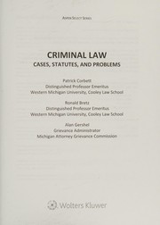 Cover of: Criminal Law: Cases, Texts and Problems