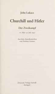 Churchill und Hitler by John Lukacs