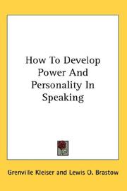 Cover of: How To Develop Power And Personality In Speaking