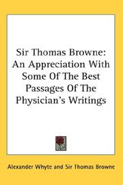 Cover of: Sir Thomas Browne by Thomas Browne