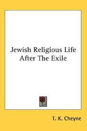 Cover of: Jewish Religious Life After The Exile by T. K. Cheyne