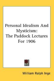 Cover of: Personal Idealism And Mysticism by Inge, William Ralph, Inge, William Ralph