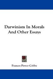 Cover of: Darwinism In Morals And Other Essays by Frances Power Cobbe