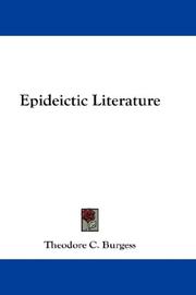 Epideictic Literature by Theodore C. Burgess