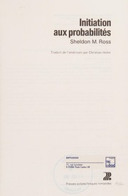 Cover of: Initiation aux probabilités by Sheldon M. Ross