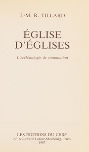 Cover of: Eglise d'églises: l'ecclésiologie de communion